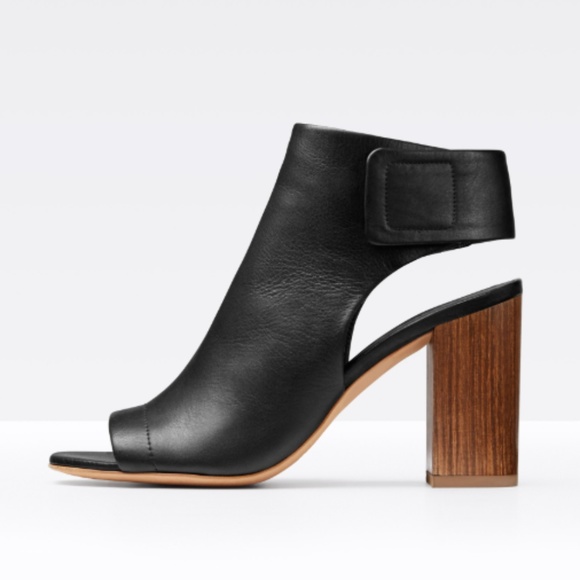 Vince Shoes - Vince Faye Peep-toe Block Heel Bootie Black 8